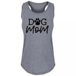 Dog Mom Dog Lover Racerback Tank Top Gray M